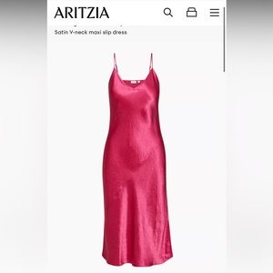 Aritzia Kinji Pink Satin Midi Dress Small